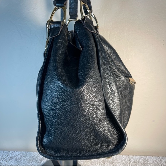 G.I.L.I. Black Leather Roma Satchel with  Gold-tone Hardware - Picture 3 of 13